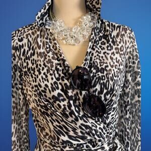 DKNY Sheer Leopard Animal Print Dress | Day To Night Out | Upper East Side Vibe